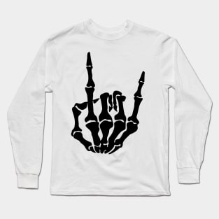 Skeleton Rock and Roll Shirt, Rock & Roll Hand Sign T-Shirt, Skeleton Hand Rock n Roll, Unisex shirt, Vintage Style Rock and Roll Lover Tee Long Sleeve T-Shirt